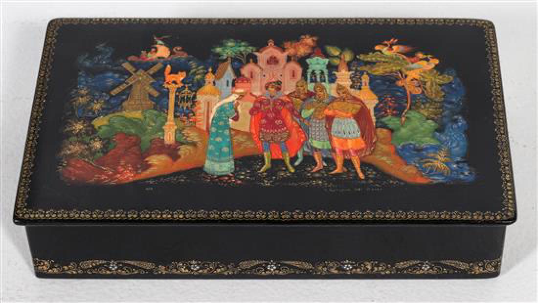 * A Russian Lacquered Box Length 8 1/4 inches. (1 of 1)