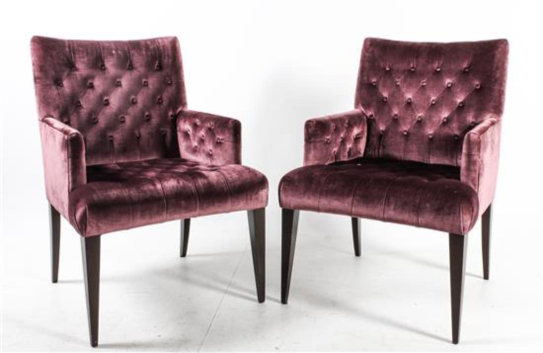 * A Pair of Velvet Upholstered Armchairs Height 37 (1 of 1)