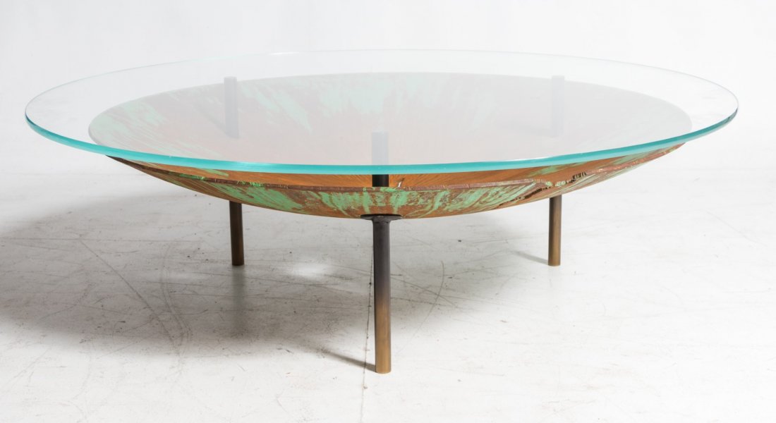 A Modern Painted Metal Low Table Diameter of top 47 1/2 (1 of 1)
