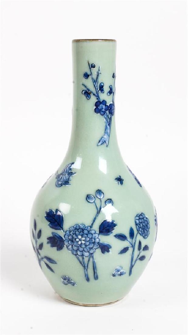 A Chinese Underglaze Blue and Celadon Porcelain Bottle (1 of 1)