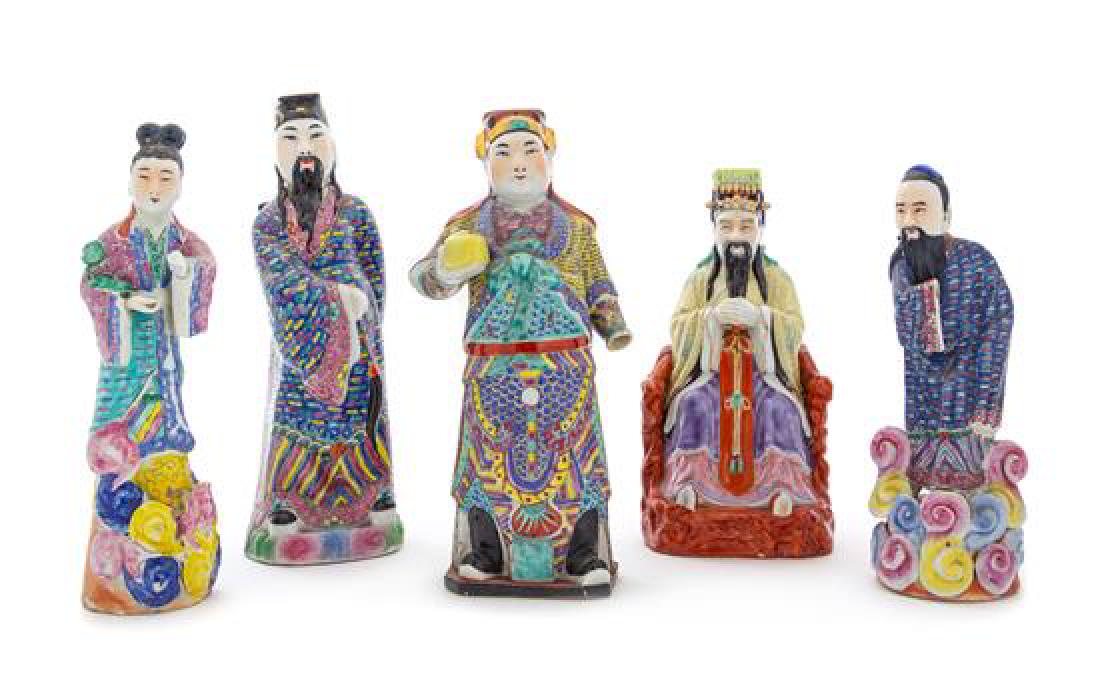 Five Chinese Famille Rose Porcelain Figures Height 12 (1 of 1)