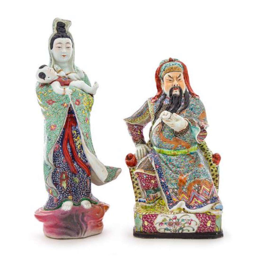 Two Chinese Famille Rose Porcelain Figures of Immortals (1 of 1)