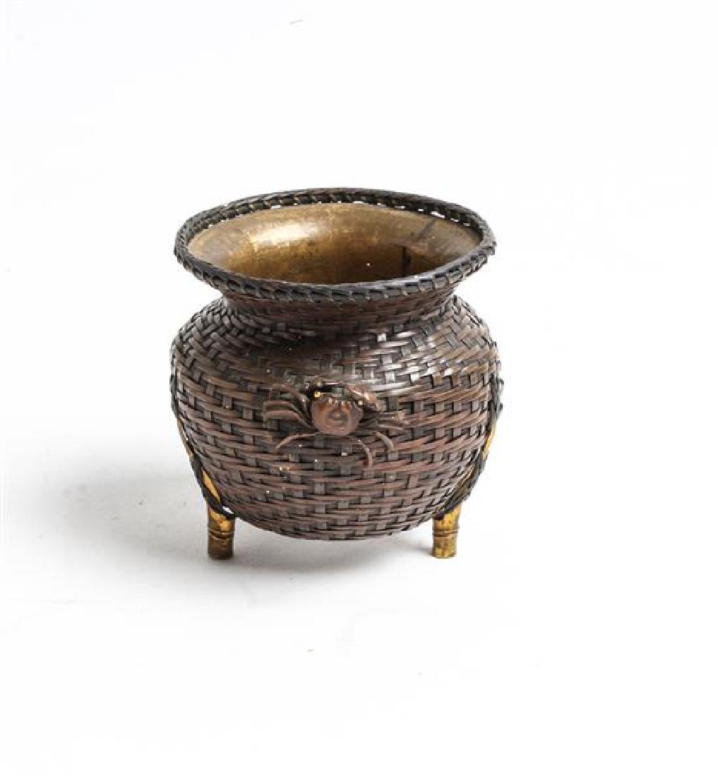 A Small Japanese Mixed Metal Basket Height 2 3/8 (1 of 1)