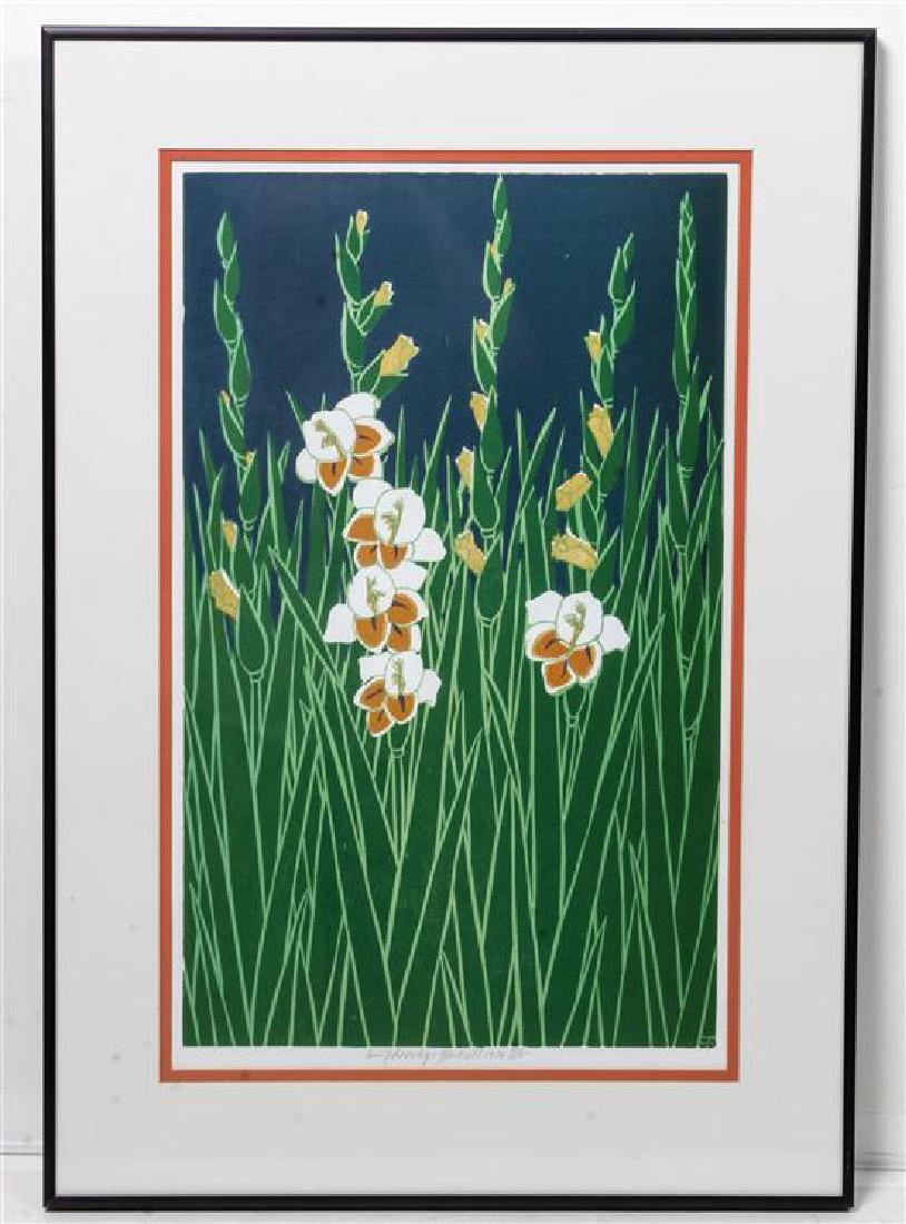Jacques Hnizdovsky, (American/Ukrainian, 1915–1985),: Jacques Hnizdovsky (American/Ukrainian, 1915–1985) Gladioli, 1976 lithograph edition 114/150, signed, titled, and dated in pencil 19 1/2 x 11 3/4 inches. Estimate $300-500