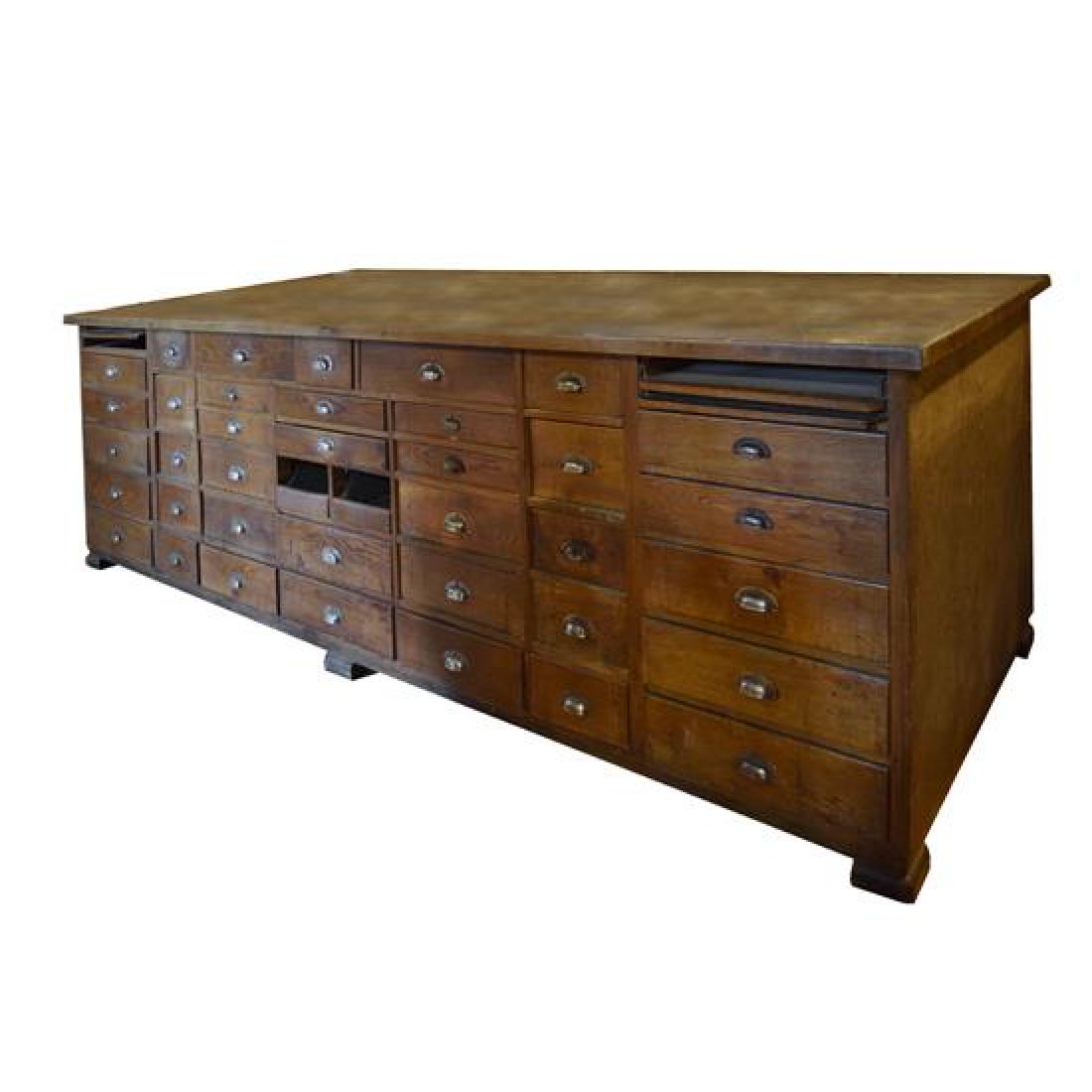 A Double Sided Store Counter 114.5" W x 40" D x 37" H (1 of 4)