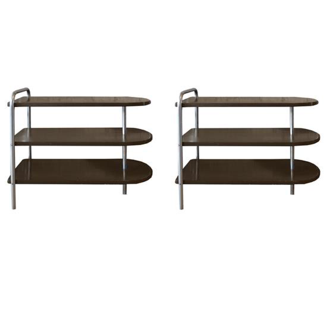 A Pair of American Three Tier Side Tables 30" W x 13.5" (1 of 4)