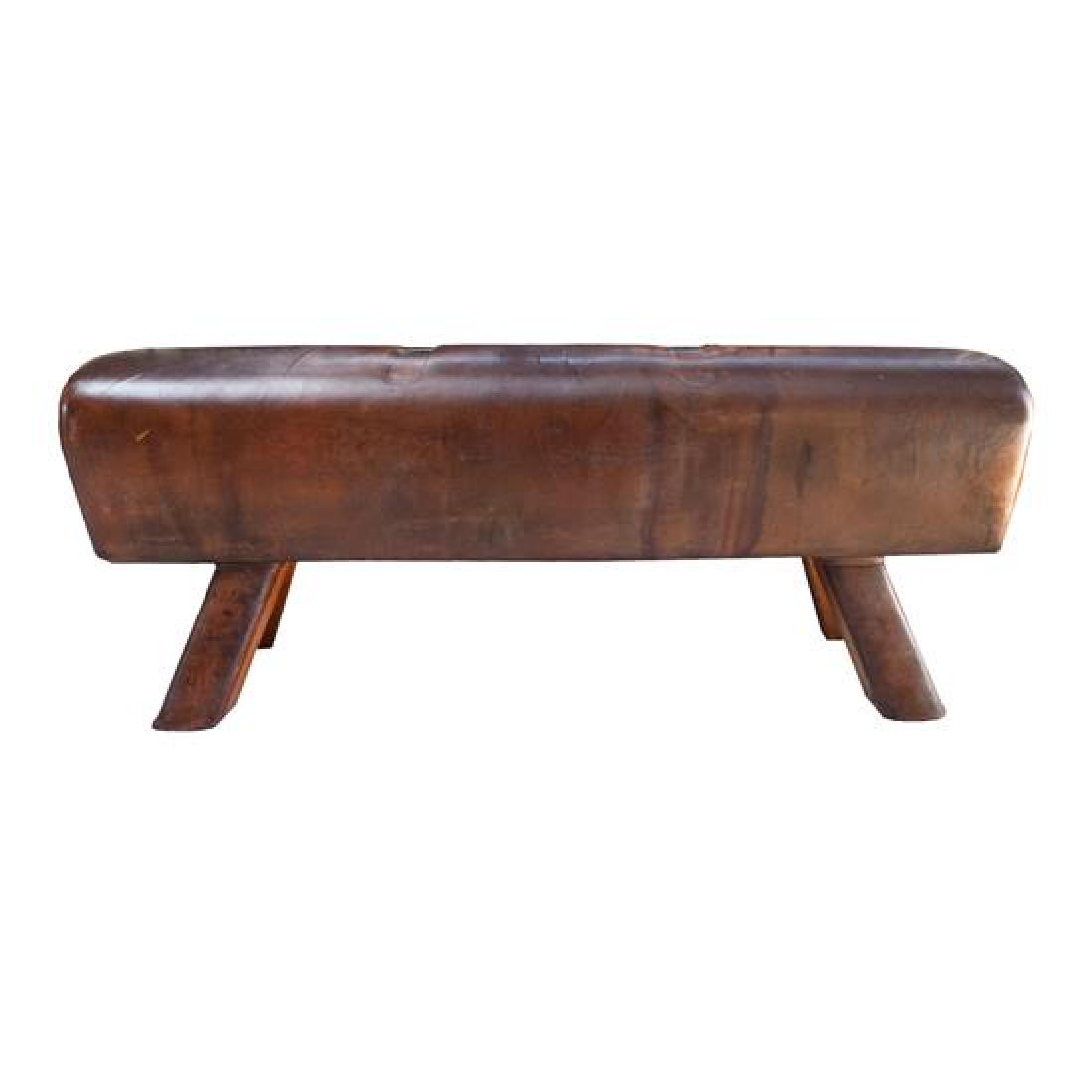 A Leather Pommel Horse Bench 63.5" W x 13" D x 23" H (1 of 4)