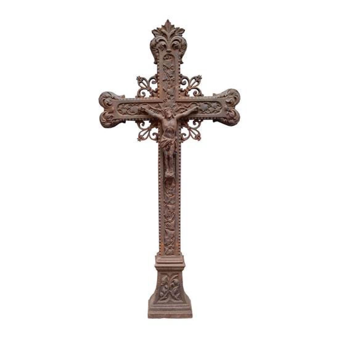 A Cast Iron Crucifix 23" W x 3" D x 52" H (1 of 5)