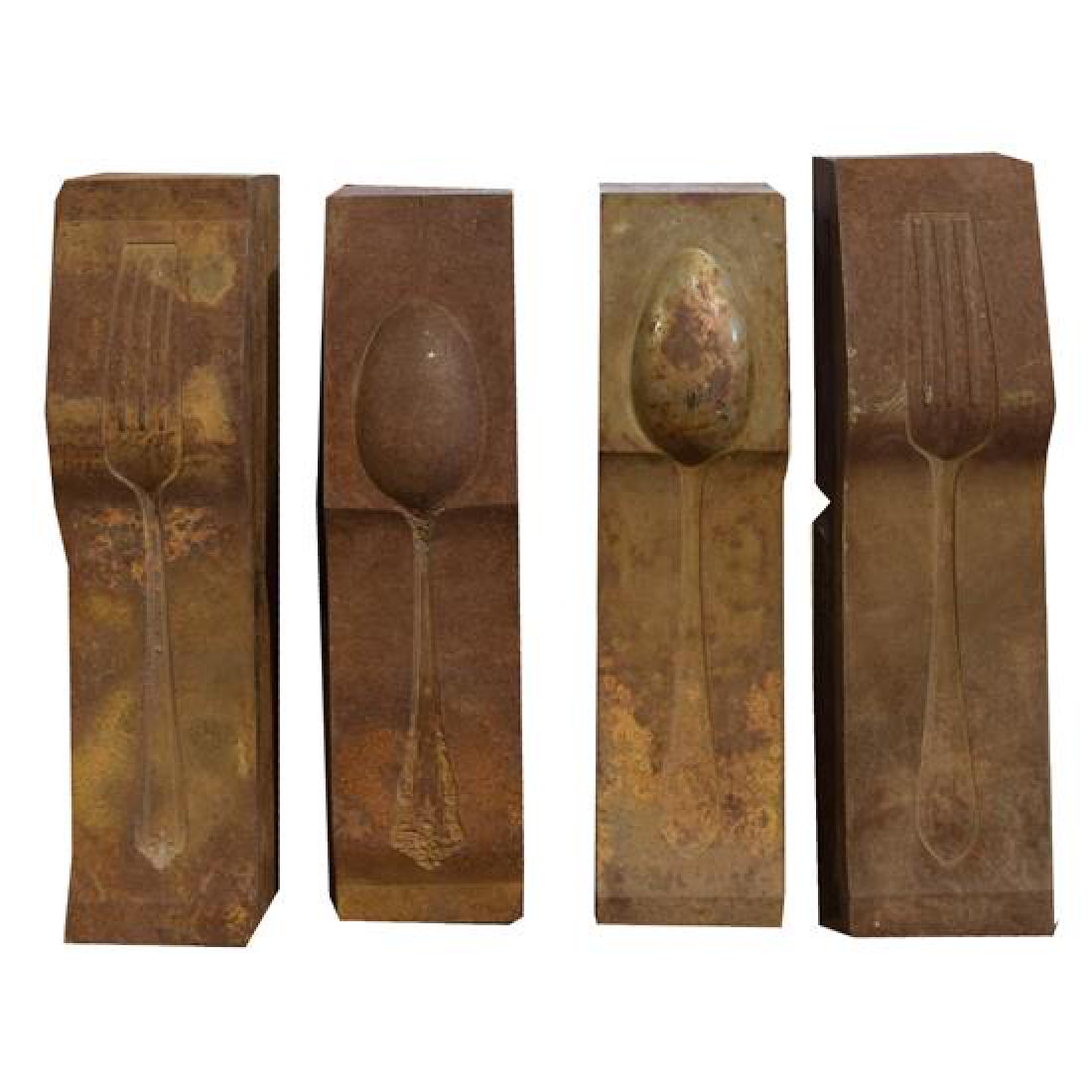 Four Cast Iron Silverware Dies 2.5" W x 3" D x 9" H (1 of 4)