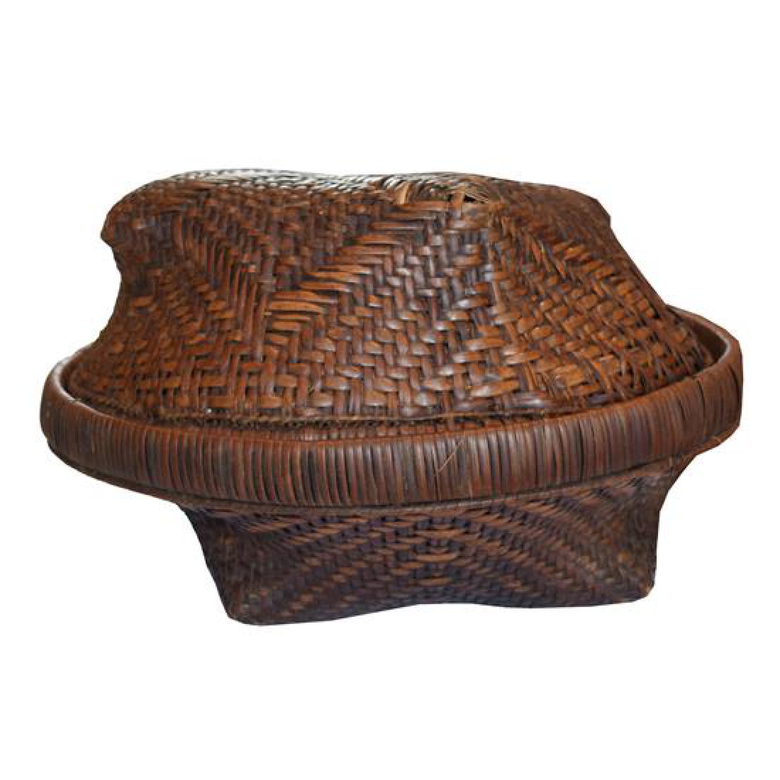 A Woven Wicker Basket 10.5" W x 10.5" D x 7" H (1 of 3)