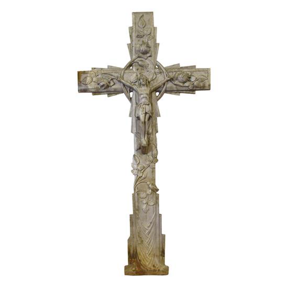 A Cast Iron Crucifix 22" W x .5" D x 47" H (1 of 4)