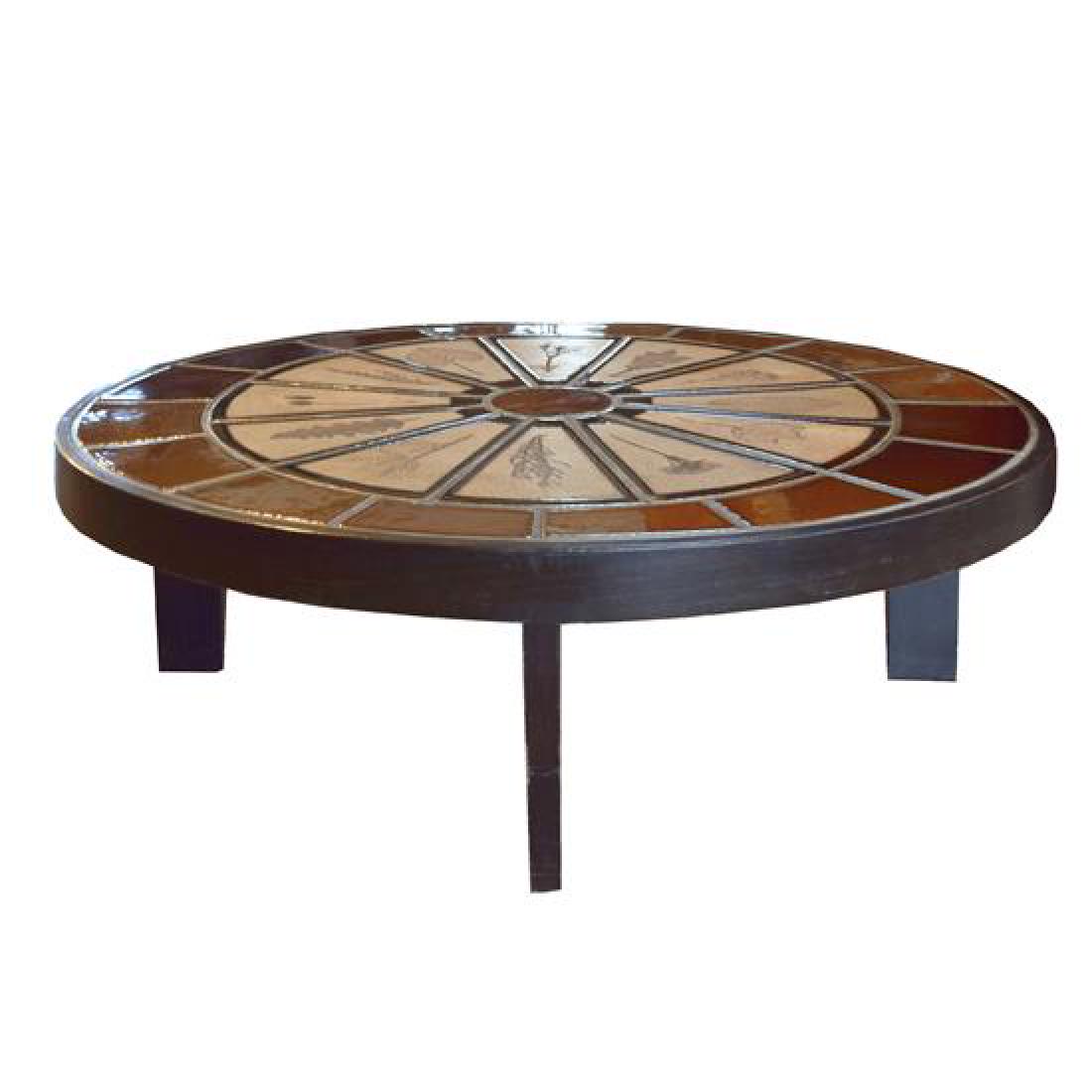 A Tile and Wood Coffee Table by Roger Capron 40.5" W x: A Tile and Wood Coffee Table by Roger Capron france, circa 1960 40.5" W x 36" D x 12" H Estimate $1,000-1,500