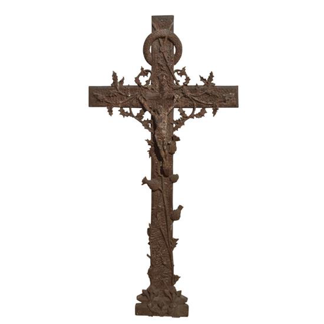 A Wrought Iron Crucifix 23" W x 3" D x 48 "H (1 of 3)