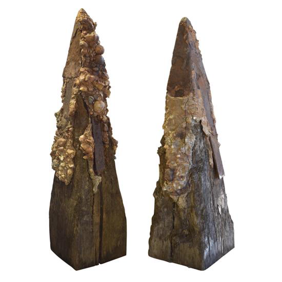 A Pair of Sculptural Pier Fragments, Fishermans Wharf,: A Pair of Sculptural Pier Fragments, Fishermans Wharf, San Fransisco united states, 20th century 9" W x 9" D x 36" H and 8.5" W x 9" D x 31.5" H Estimate $400-600