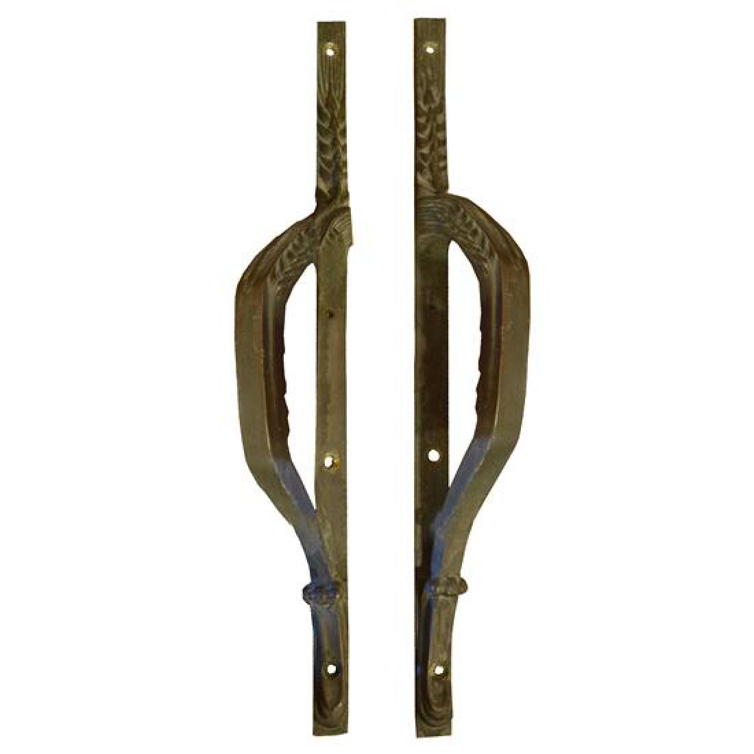 A Pair of Bronze Door Handles 2.5" W x 3.5" D x 20.25 (1 of 4)