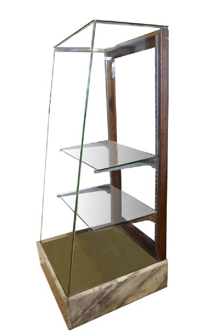 An Oak and Marble Display Case 27" W x 26.5" D x 60" H: An Oak and Marble Display Case united states, circa 1900 27" W x 26.5" D x 60" H Estimate $700-900