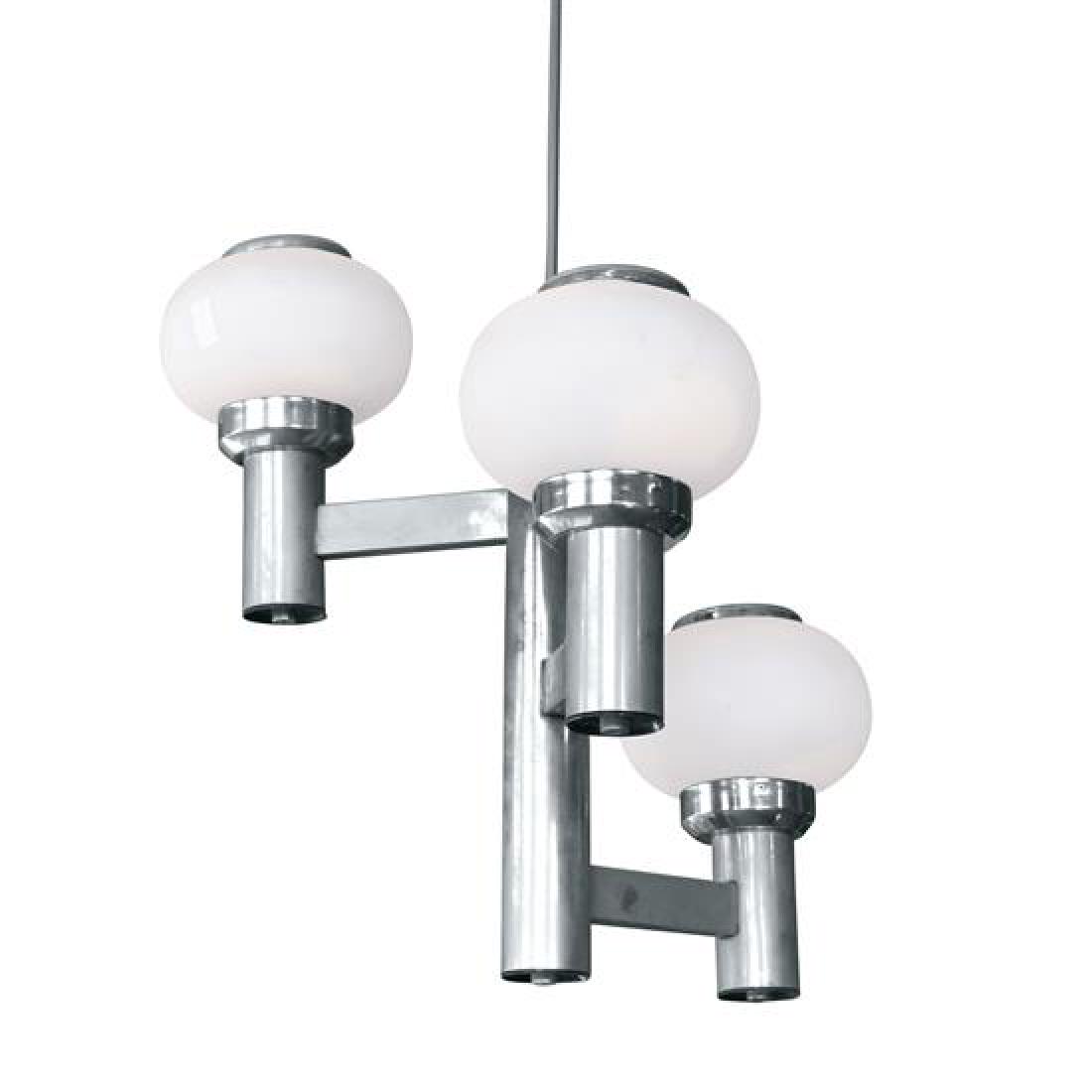 A Chrome and Glass Light Fixture 22" W x 22" D x 44" H: A Chrome and Glass Light Fixture argentina, mid-20th century 22" W x 22" D x 44" H Estimate $300-500