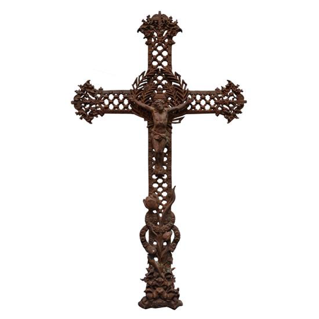 A Cast Iron Crucifix 27" W x 3 " D x 50" H (1 of 3)