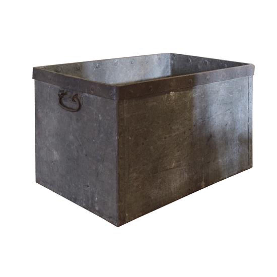 An Iron and Zinc Industrial Bin 25" W x 16" D x 15" H (1 of 2)