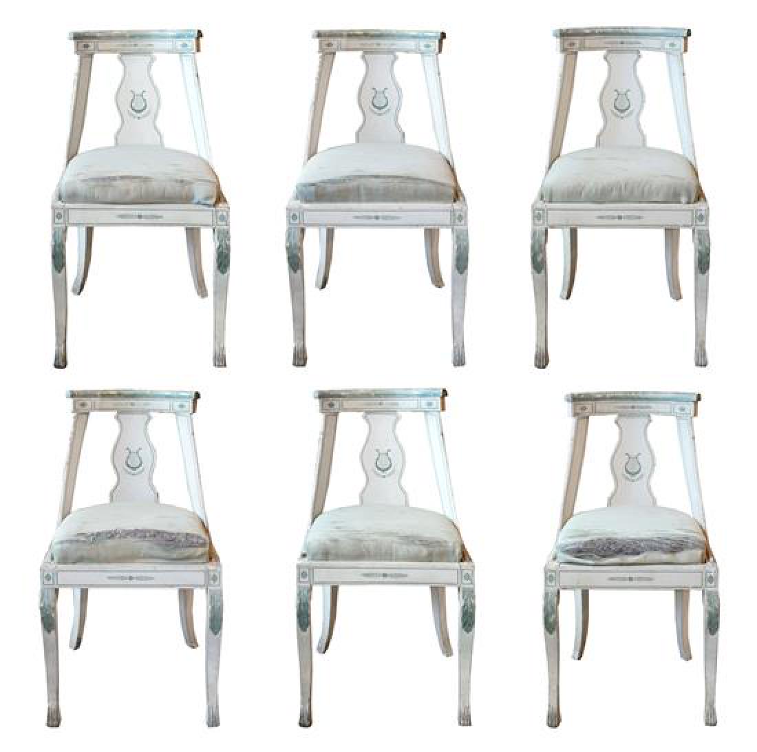 A Set of Six Empire Painted Side Chairs 18" W x 19" D x (1 of 7)