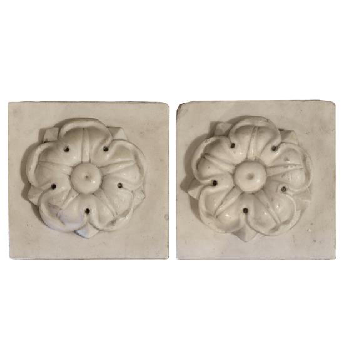 A Pair of Carved Marble Plinths 6" W x 3" D x 6" H, (1 of 4)