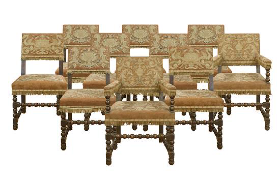 A Set of Twelve Tudor Style Dining Chairs 21" W x 18" D (1 of 4)