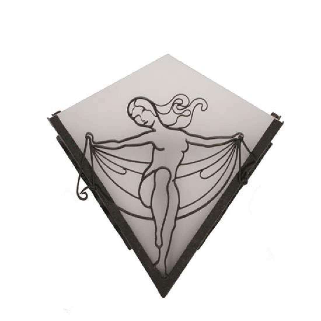 An Art Deco Fer Forge Sconce 13" W x 6.75" D x 12" H (1 of 2)