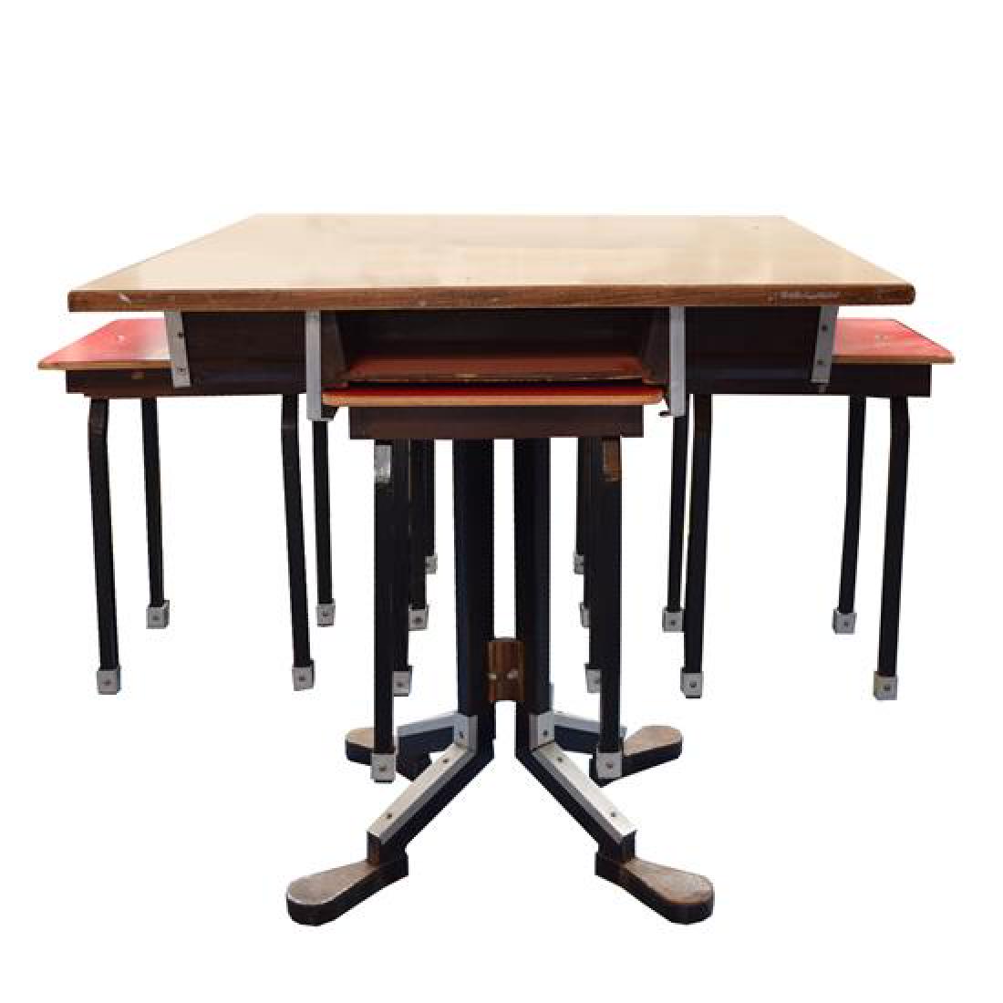 A Cafe Table and Four Stools 33.5" W x 33.5" D x 31" H (1 of 4)