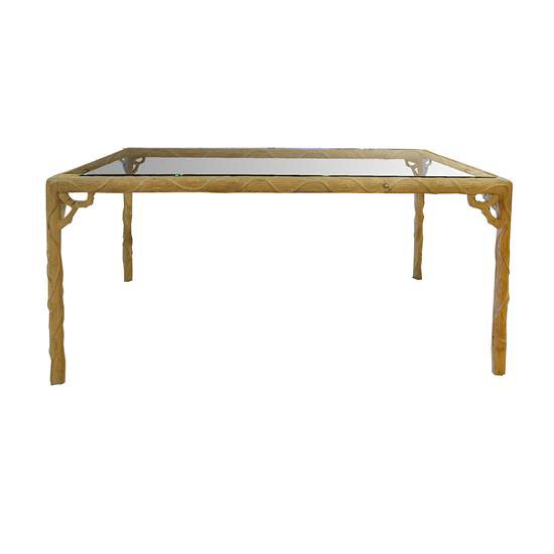 A Carved Wood Faux Bois Table 66.5" W x 53" D x 28.5" H (1 of 5)