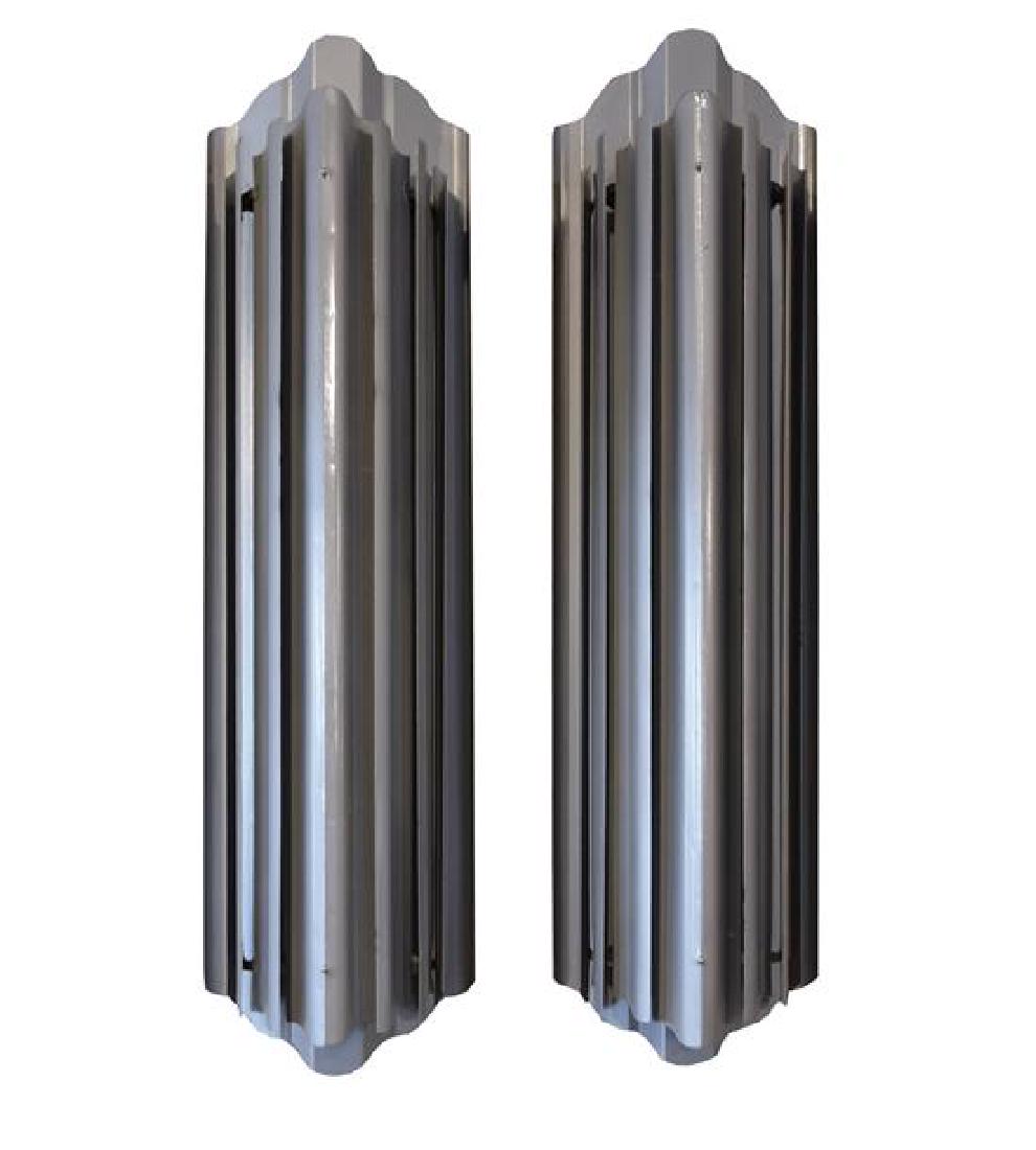A Pair of American Art Deco Steel Wall Sconces 11.5" W (1 of 4)