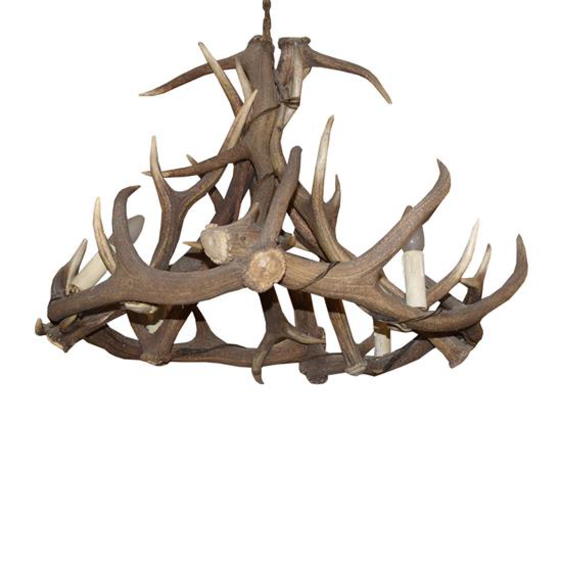 A Bavarian Stag Antler Chandelier 26" W x 26" D x 18" H (1 of 2)