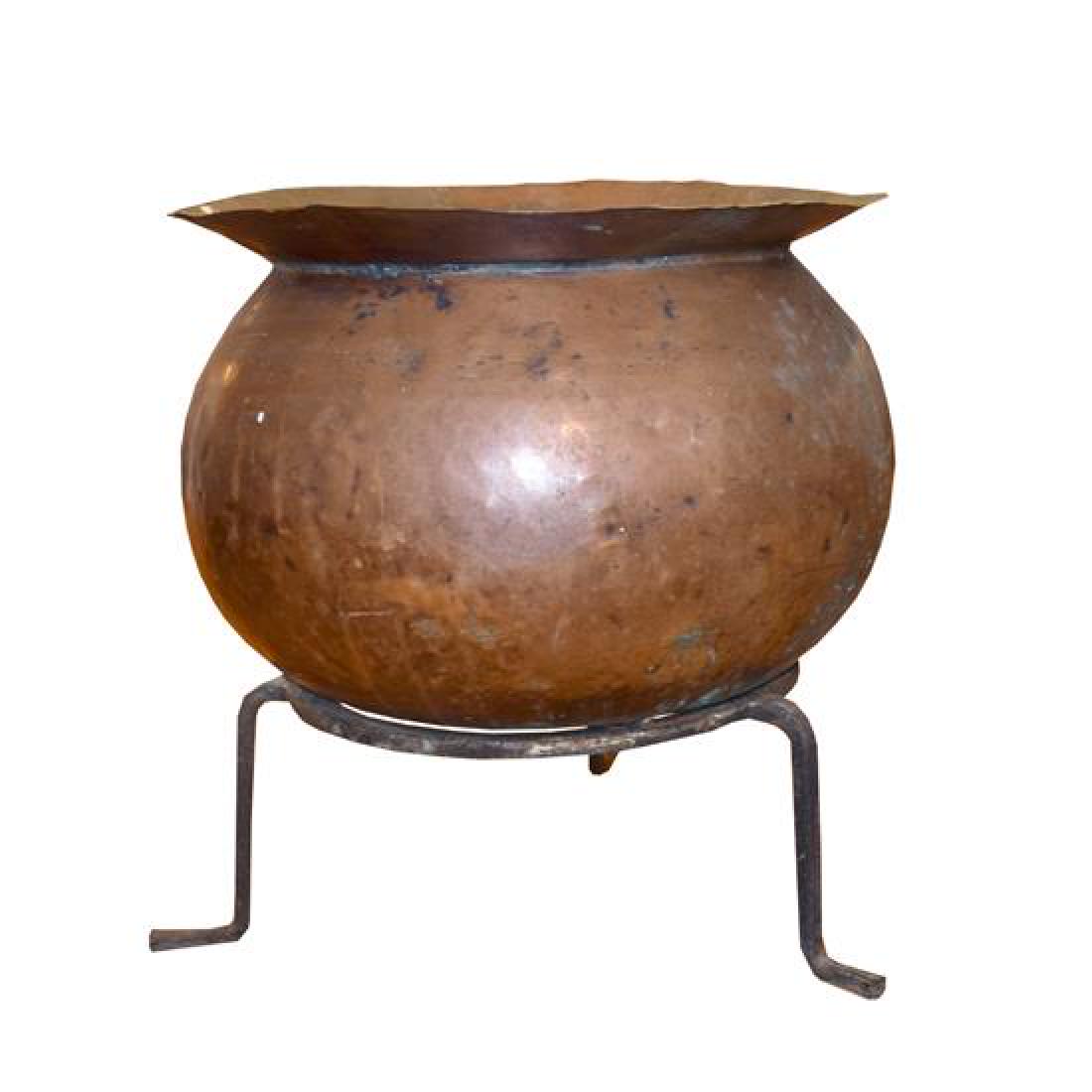 A Copper Cooking Vessel on Stand 25" W x 25" D x 26.5" (1 of 5)