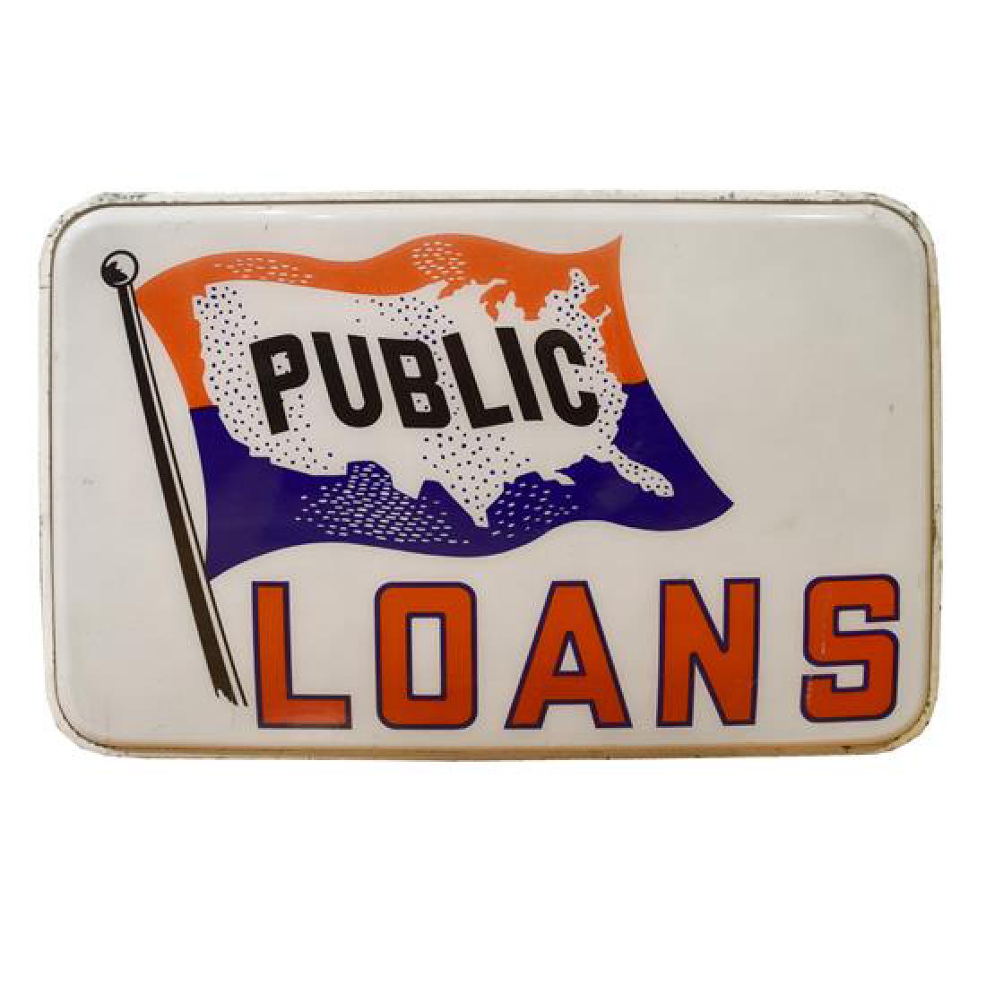 A Metal and Plexiglass Public Loans Light-Up Sign 38" W (1 of 4)