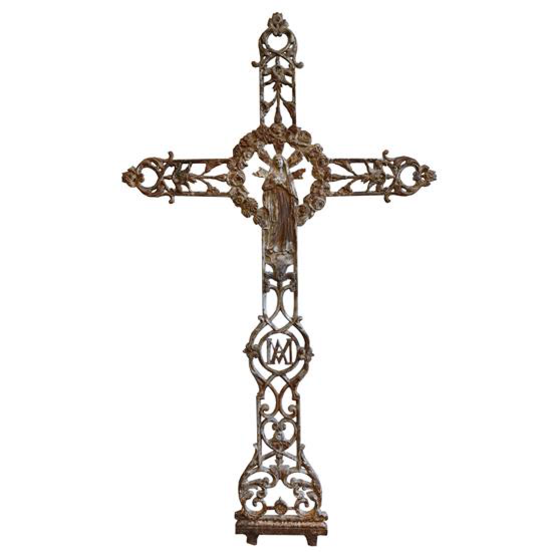 A Cast Iron Crucifix 38" W x 1" D x 65.5" H (1 of 4)