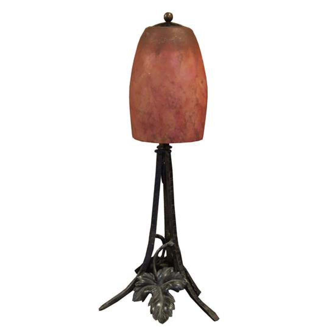 A Fer Forge Art Glass Lamp 6" W x 6" D x 14.5" H (1 of 4)