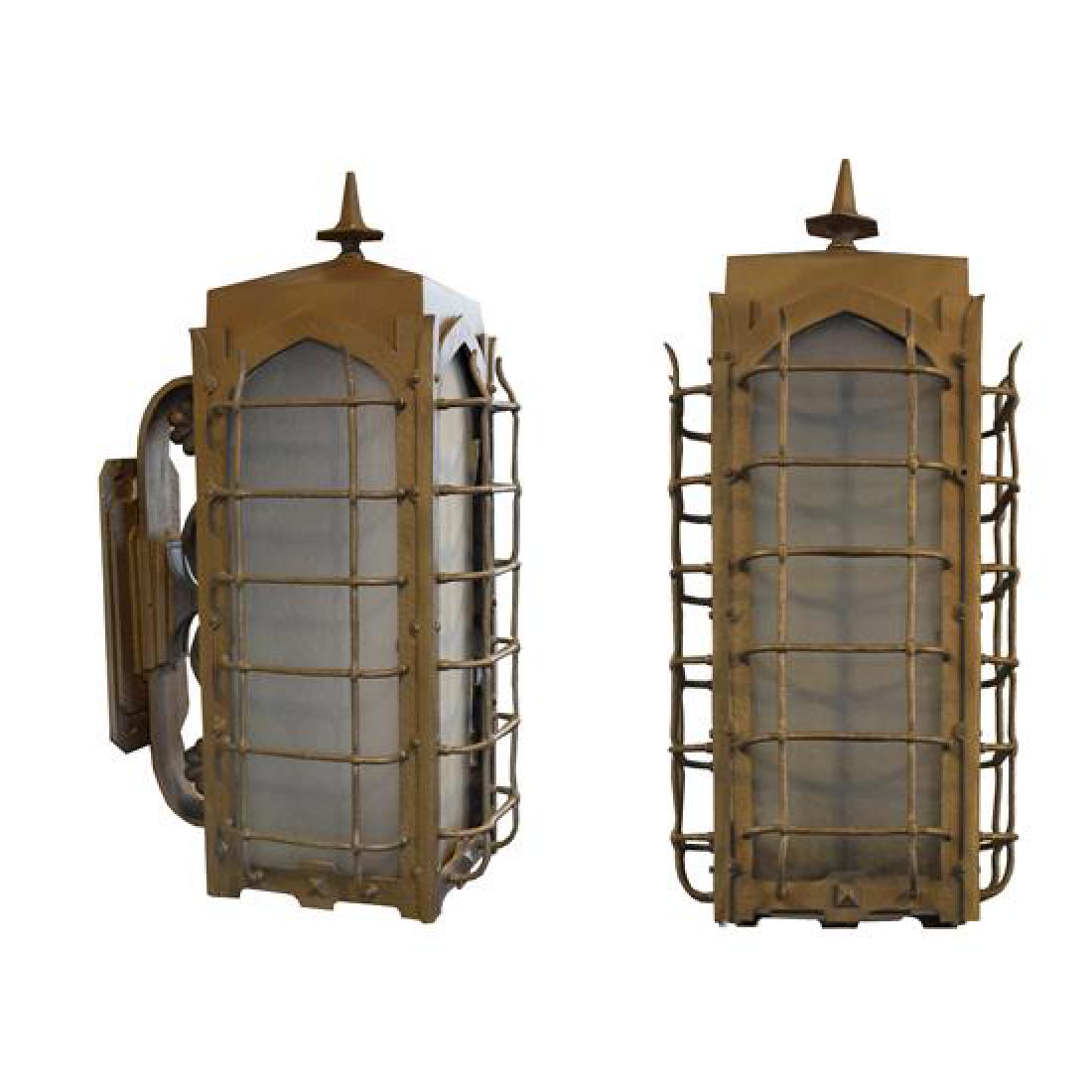 A Pair of Bronze Exterior Wall Sconces 11" W x 14.5" D (1 of 4)