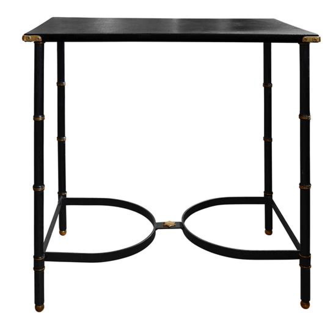 A Mid-Century Leather Topped Steel Table 29.5 " W x (1 of 3)