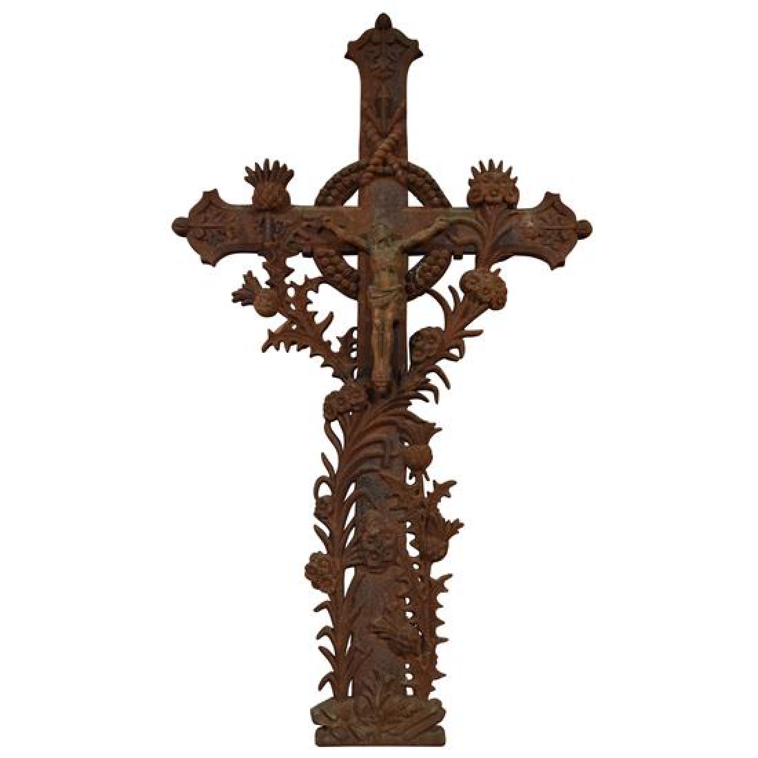 A Cast Iron Crucifix 26.5" W x 4" D x 44" H (1 of 3)