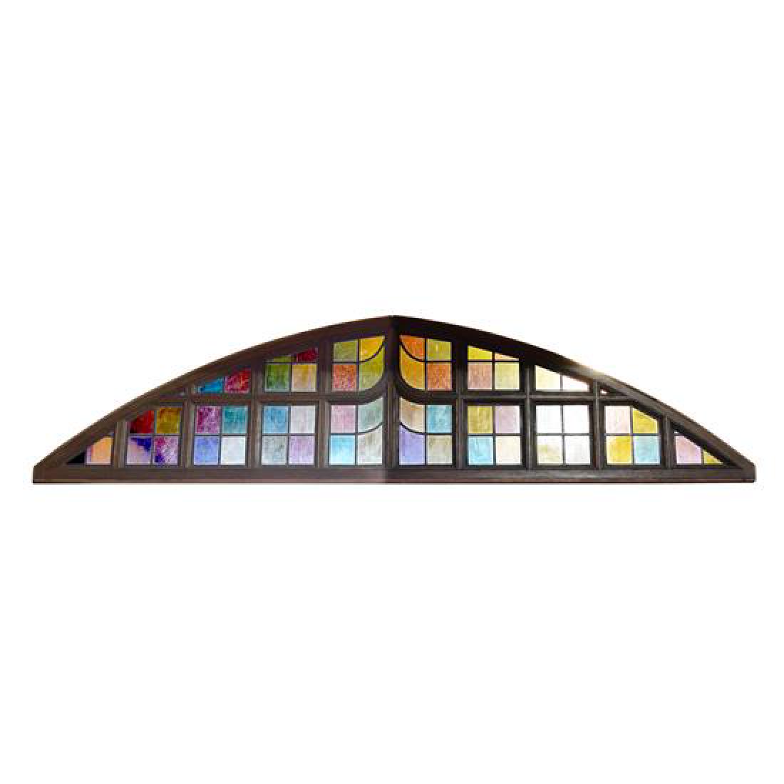 A Stained Glass Transom Window 100" W x 2" D x 25.5" H (1 of 2)