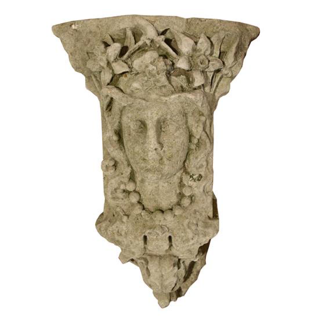A Cast Stone Figural Corbel 17" w x 12" D x 28" H (1 of 3)