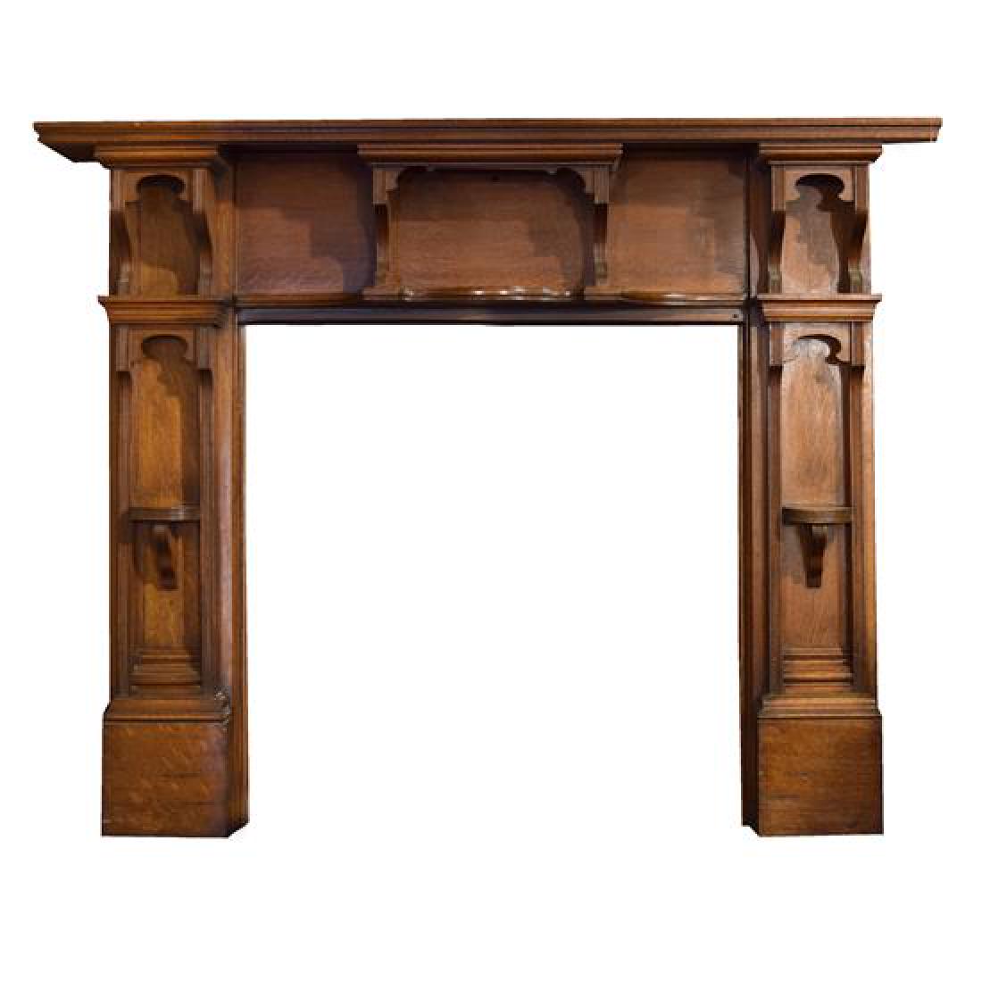 A Mahogany Half Mantel with Carved Shelves 65.5" W x 9" (1 of 1)