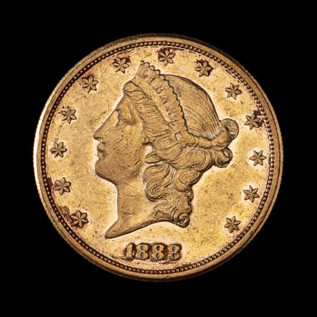 * A United States 1888-S Liberty Head $20 Gold Coin (1 of 2)