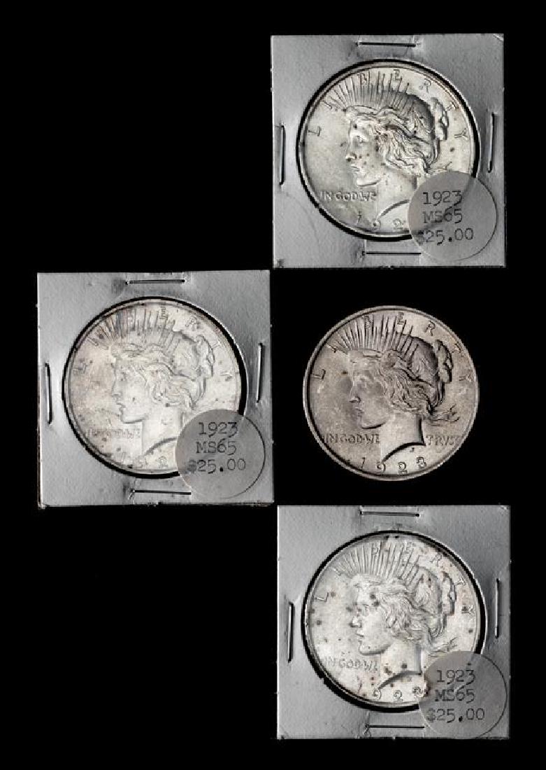 A Group of Four United States 1923 Peace Dollar Coins (1 of 2)