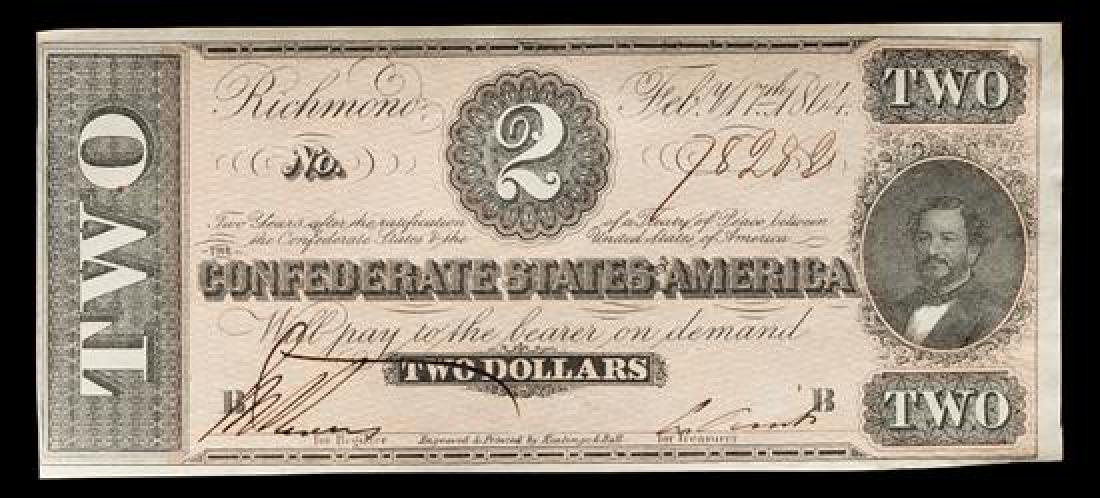 * An 1864 Confederate States of America T-70 $2 Note (1 of 2)