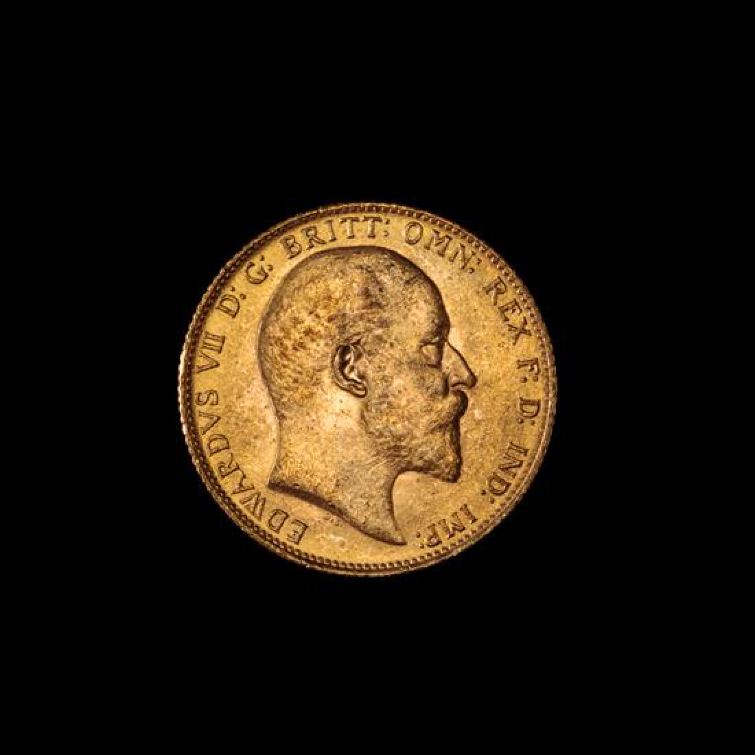 A United Kingdom 1906 Sovereign: Edward VII-London Mint: A United Kingdom 1906 Sovereign: Edward VII-London Mint Gold Coin Estimate $300-500