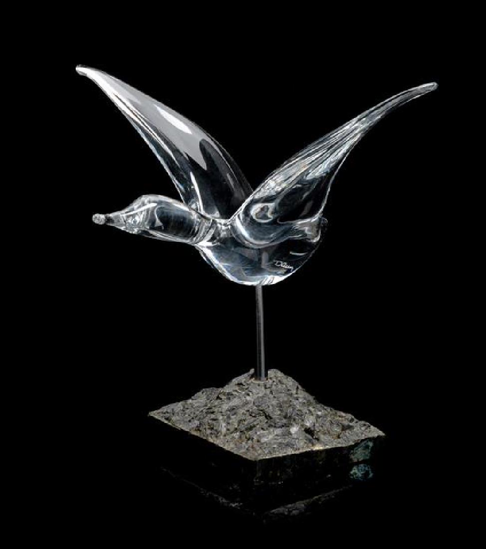 A Daum Seagull Height overall 8 3/4 inches.: A Daum Seagull raised on a marble base. Height overall 8 3/4 inches. Estimate $100-200