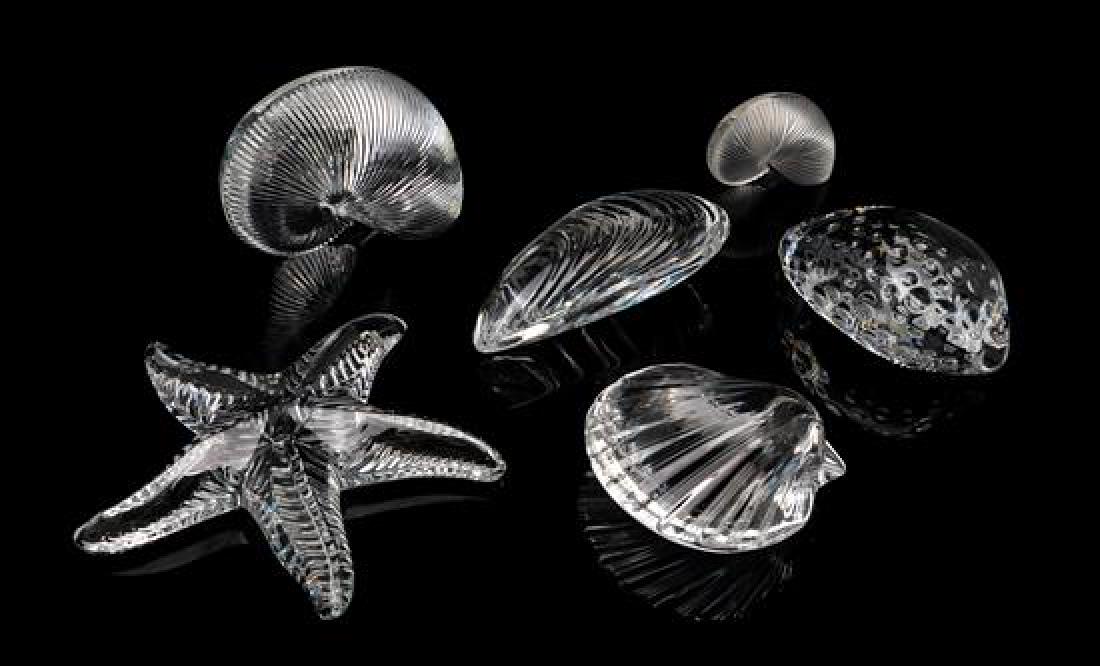 Six Baccarat Seashell Ornaments Width of widest 4: Six Baccarat Seashell Ornaments Width of widest 4 inches. Estimate $150-250