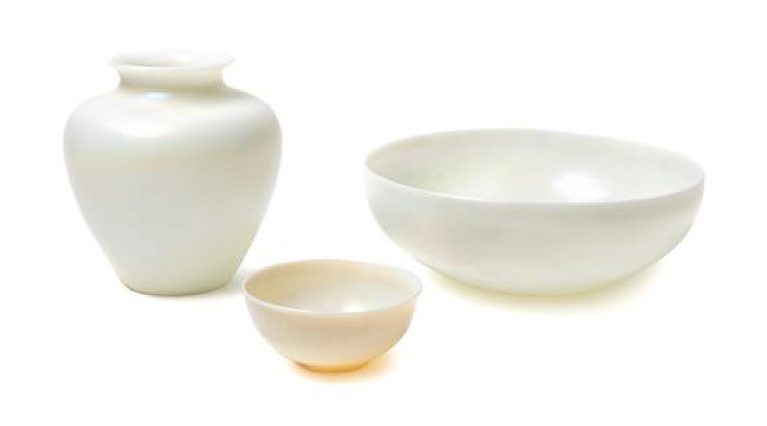 A Group of Three Ivorine Steuben Items Height of (1 of 1)