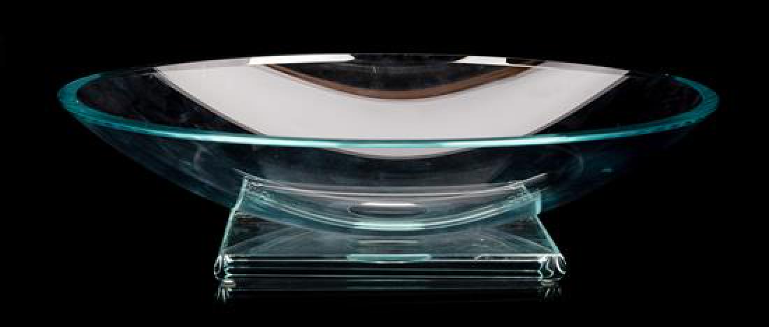 A Studio Glass Bowl Diameter 16 inches.: A Studio Glass Bowl stephen schlanser (american 1949) of circular, footed form, signed and dated 1992. Diameter 16 inches. Estimate $100-200