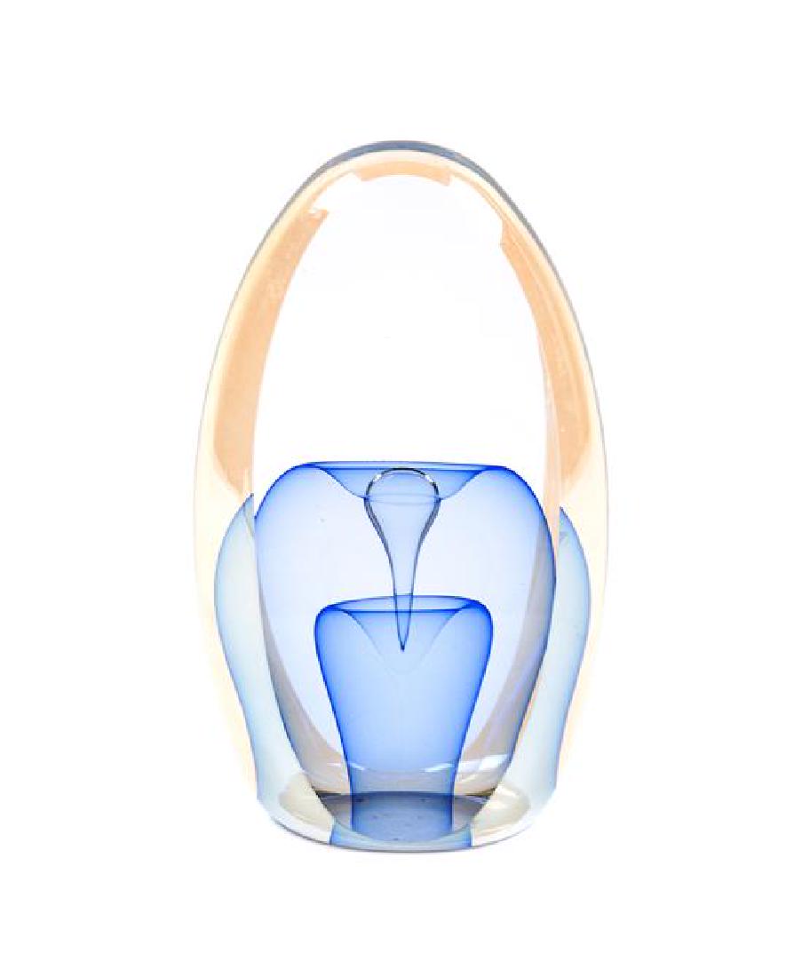 * Manner of Dominick Labino, 1995, an Emergence style: * Manner of Dominick Labino 1995 an Emergence style glass sculpture signed Pa Art 95 Height 5 inches. Estimate $100-200 Property from the Collection of Harriet and Lawrence Singer, Miami, Florida over